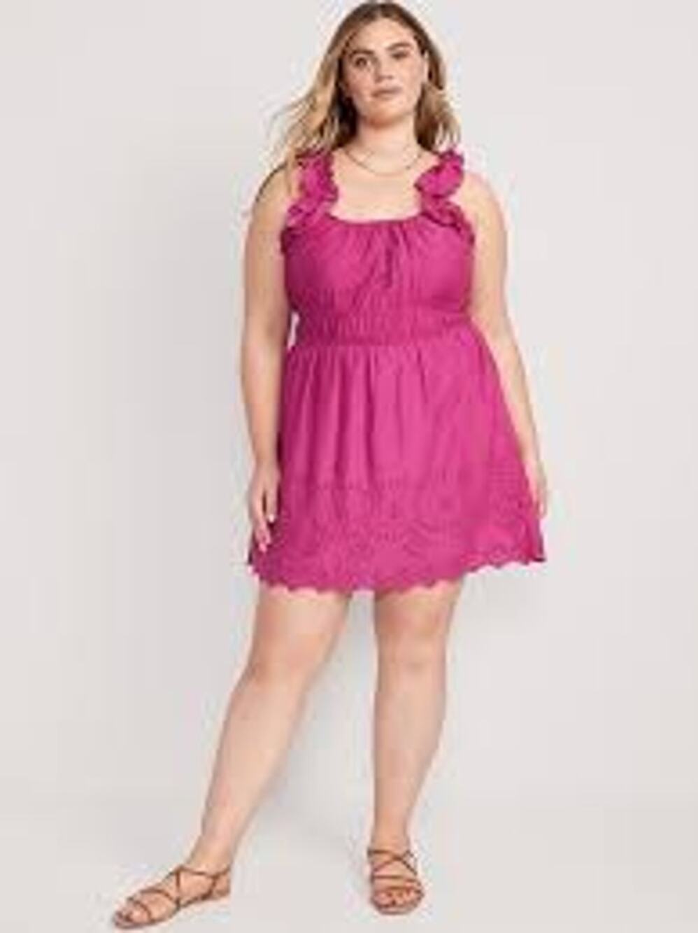 NWT Old Navy Cottage Summer Dress Dainty Feminine Pink Eyelet Boho Womens XL